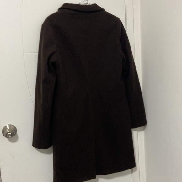 Long Dark Brown Coat with Buttons and Pockets - Picture 4 of 4